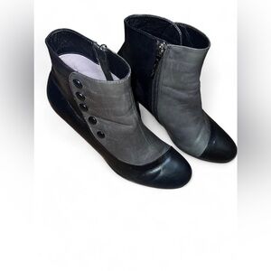 Beautifeel Black and grey Victorian-Style Euro two tone leather ankle boots